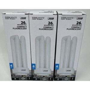 3X Feit Electric PLT26E White 26W 4100K 1600 Lumens 4Pin Fluorescent Light Bulb